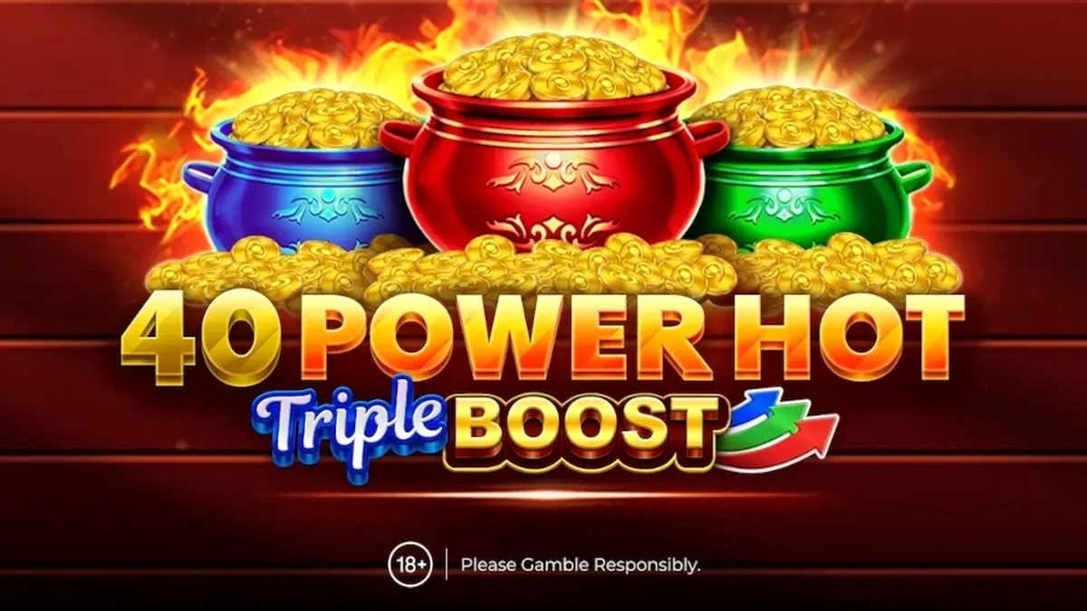 Tampilan visual slot 40 Power Hot Triple Boost dengan elemen grafis yang tajam